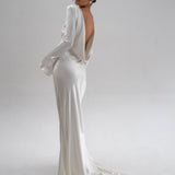 Vestido longo de cetim para casamento civil Lysandra VIEUX OFICIAL