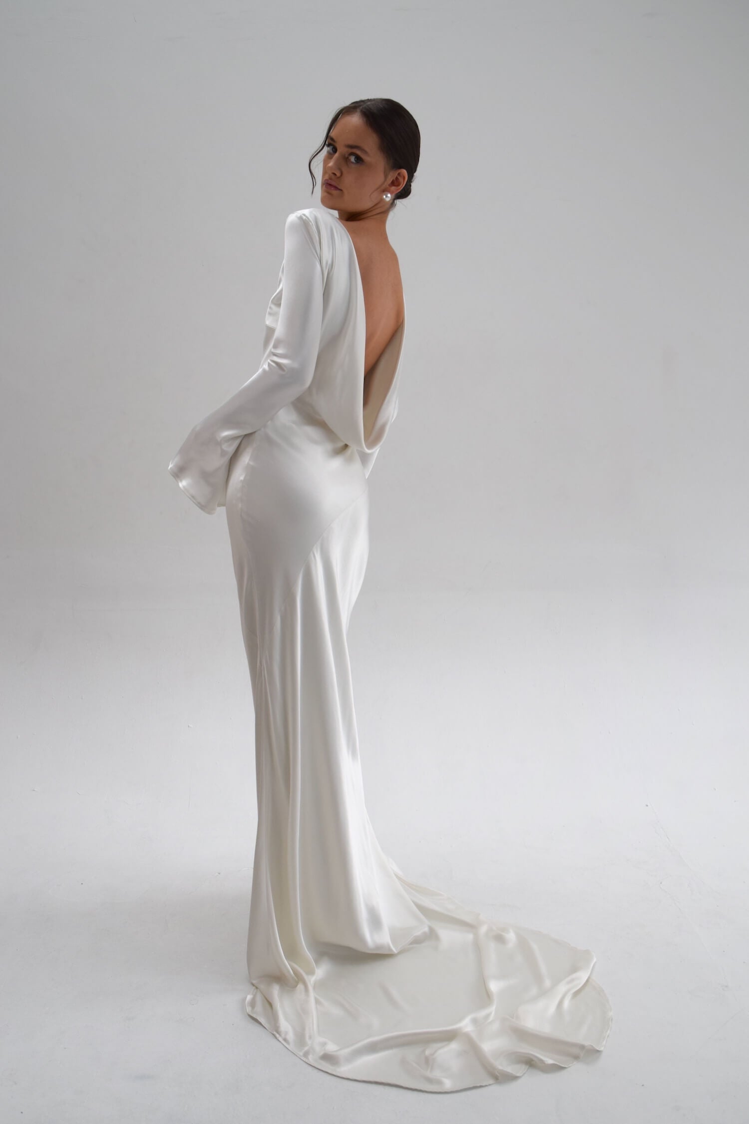 Vestido longo de cetim para casamento civil Lysandra VIEUX OFICIAL