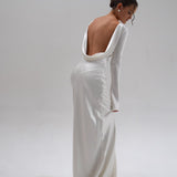Vestido de festa minimalista luxuoso com cauda Lysandra VIEUX OFICIAL