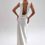 Vestido longo branco de gala com leve cauda Calixta VIEUX OFICIAL