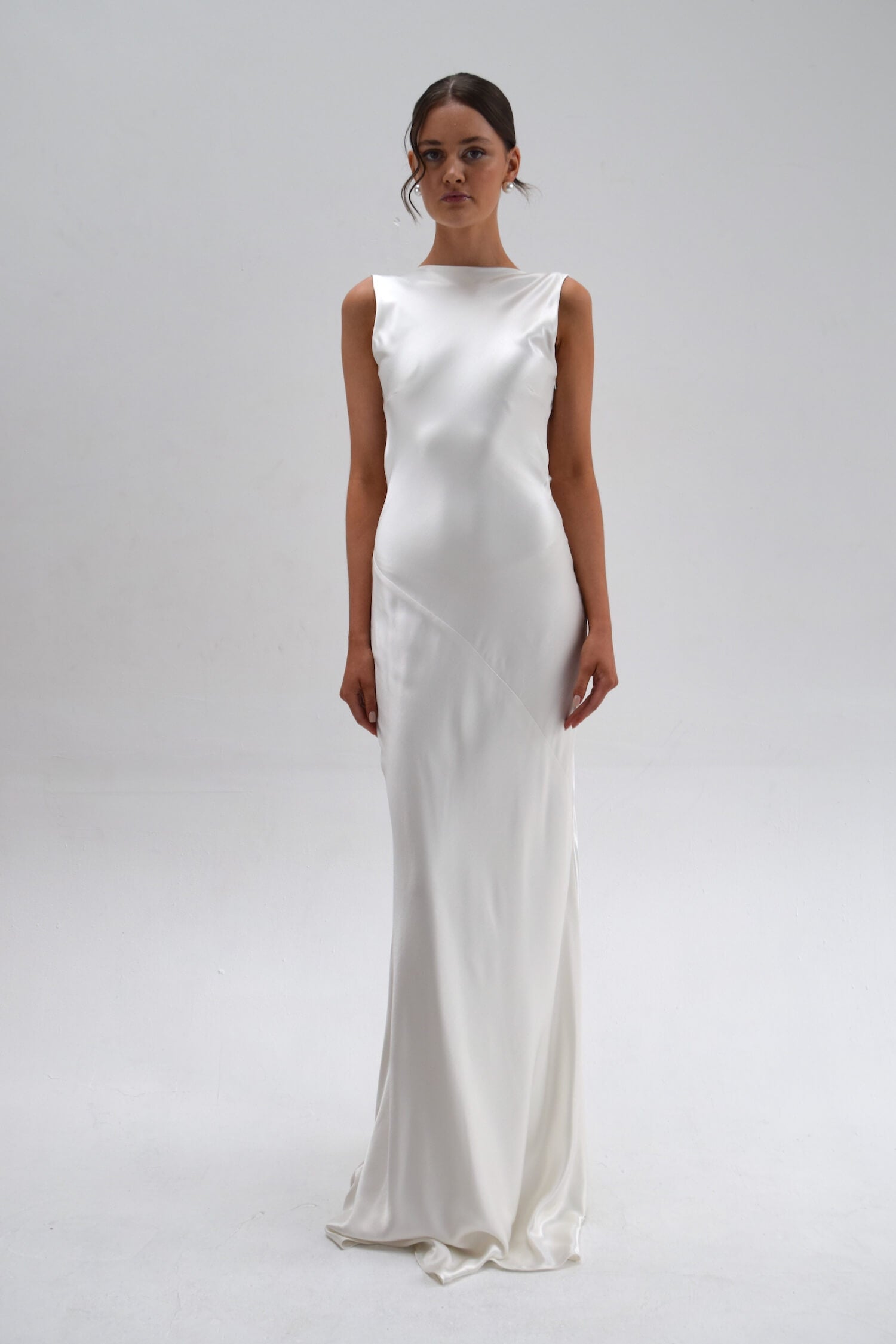 Vestido slip dress de cetim para casamento civil Calixta VIEUX OFICIAL