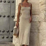 Vestido Longo Bege de Tricô – Royer VIEUX OFICIAL