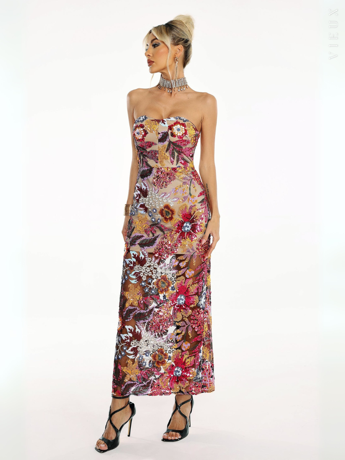 Vestido Longo Bordado Floral – Chartier - VIEUX OFICIAL