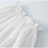 Vestido Longo Branco de Tule Plissado com Decote Profundo Transpassado – Chapdelaine VIEUX OFICIAL