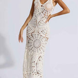 Vestido Longo Branco em Crochê - Piquet VIEUX OFICIAL