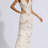 Vestido Longo Branco em Crochê - Piquet VIEUX OFICIAL