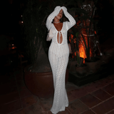 Vestido Longo Branco em Crochê com Recorte Frontal e Amarração – Remy VIEUX OFICIAL