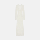 Vestido Longo Branco em Crochê com Recorte Frontal e Amarração – Remy VIEUX OFICIAL