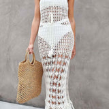 Vestido Longo Branco em Crochê com Transparência e Franjas - Lejeune VIEUX OFICIAL
