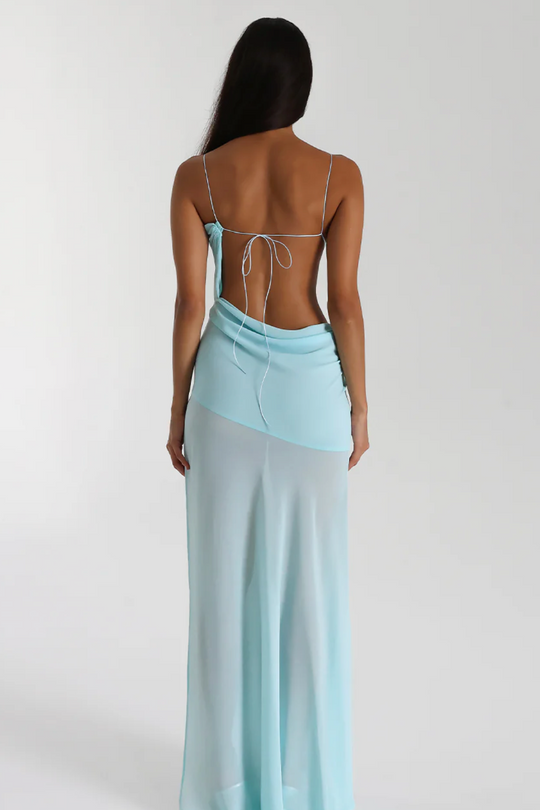 Vestido Longo Feminino com Recorte na Cintura e Alças Finas – Faure - VIEUX OFICIAL