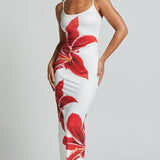 Vestido Longo Justo de Malha com Estampa Maxi Floral e Decote Quadrado – Ella VIEUX OFICIAL