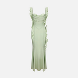 Vestido Longo Verde Menta de Festa com Alças em Amarração e Decote Coração Feminino – Verneuil VIEUX OFICIAL