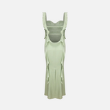 Vestido Longo Verde Menta de Festa com Alças em Amarração e Decote Coração Feminino – Verneuil VIEUX OFICIAL