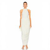 Vestido longo elegante com decote frente única Liesel VIEUX OFICIAL