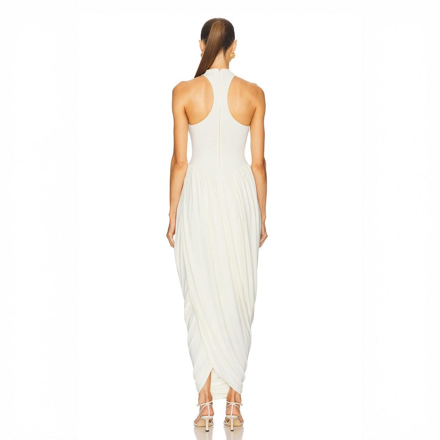 Vestido longo azul drapeado para madrinha Liesel VIEUX OFICIAL