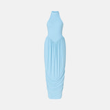 Detalhe do drapeado do vestido longo Liesel VIEUX OFICIAL