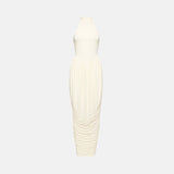 Vestido longo de festa frente única drapeado branco Liesel VIEUX OFICIAL