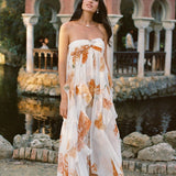 Vestido Longo de Festa Tomara que Caia com Camadas de Babados em Chiffon – Céleste VIEUX OFICIAL