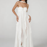 Vestido Longo de Festa Tomara que Caia com Camadas de Babados em Chiffon – Céleste VIEUX OFICIAL