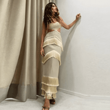 Vestido Longo de Festa com Franjas e Recorte na Cintura – Ferrand VIEUX OFICIAL