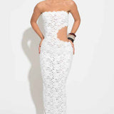 Vestido Longo de Festa em Renda com Recorte Assimétrico – Ophélia