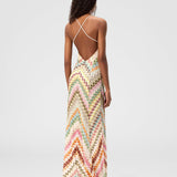 Vestido Longo de Tricô Chevron Colorido Costas Nuas – Positano VIEUX OFICIAL