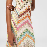Vestido Longo de Tricô Chevron Colorido Costas Nuas – Positano VIEUX OFICIAL