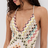 Vestido Longo de Tricô Chevron Colorido Costas Nuas – Positano VIEUX OFICIAL