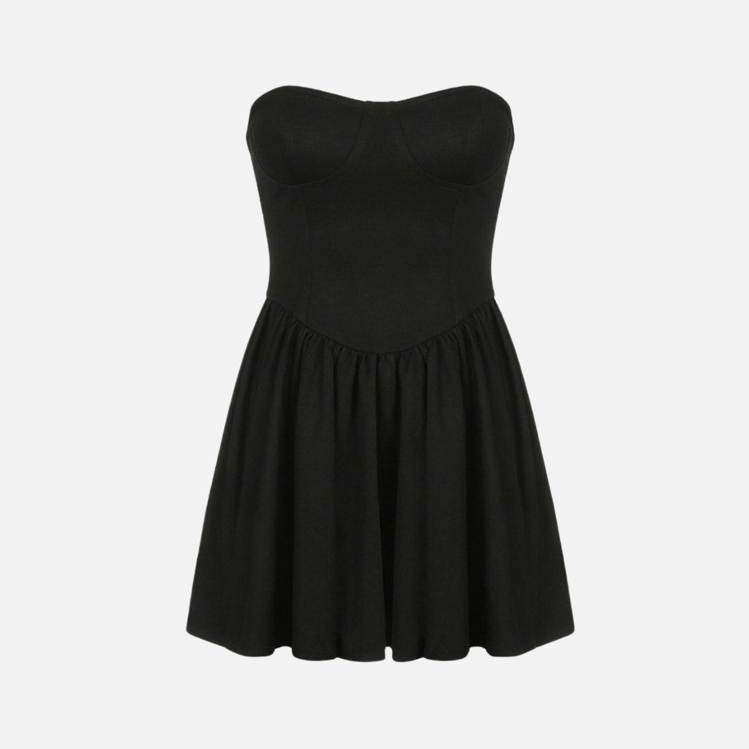 Vestido Curto Tomara que Caia com Corpete Estruturado e Saia Evasê – Merle - VIEUX OFICIAL