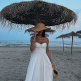 Vestido Midi Branco com Busto Drapeado e Alças de Amarrar – Santorini VIEUX OFICIAL
