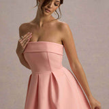 Vestido midi de festa tomara que caia estruturado rosa Aurélie VIEUX OFICIAL