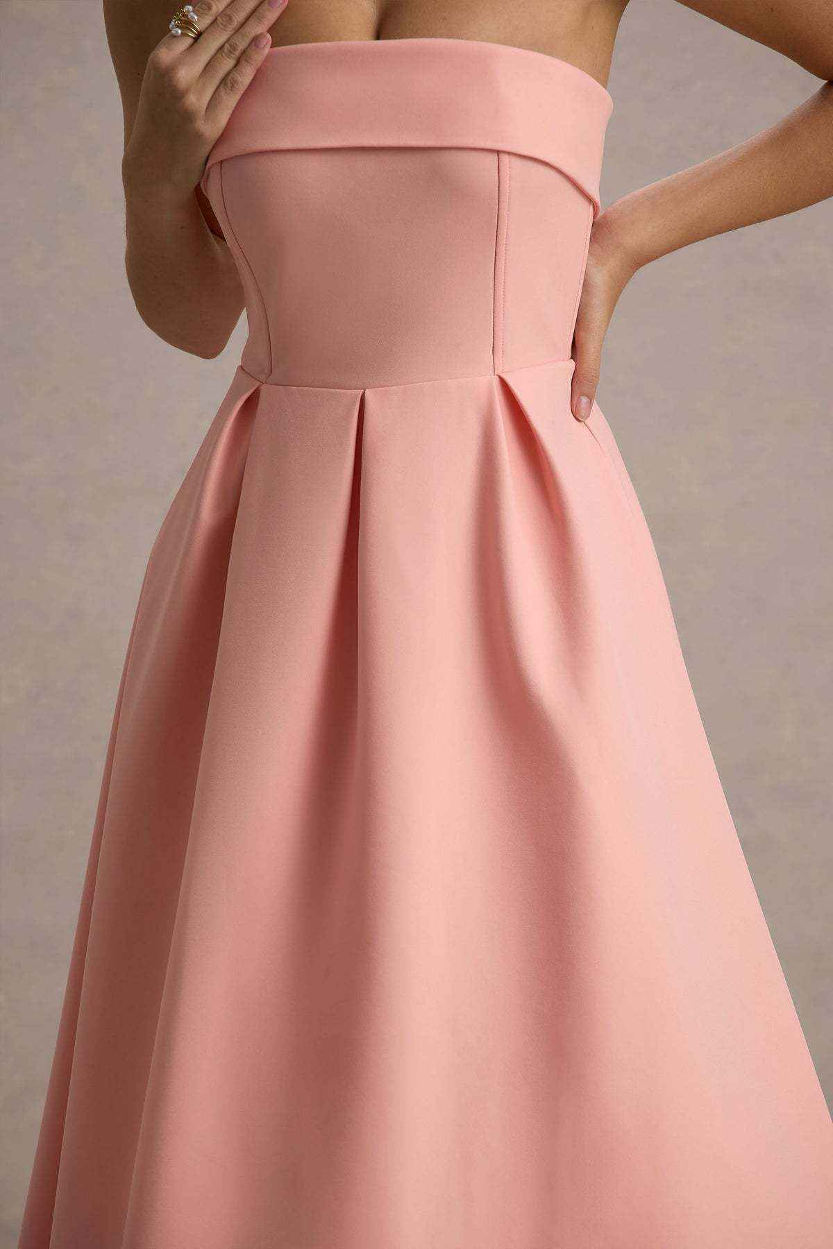 Vestido midi tomara que caia com corpo estruturado Aurélie VIEUX OFICIAL