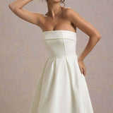 Vestido midi de festa branco tomara que caia Aurélie VIEUX OFICIAL