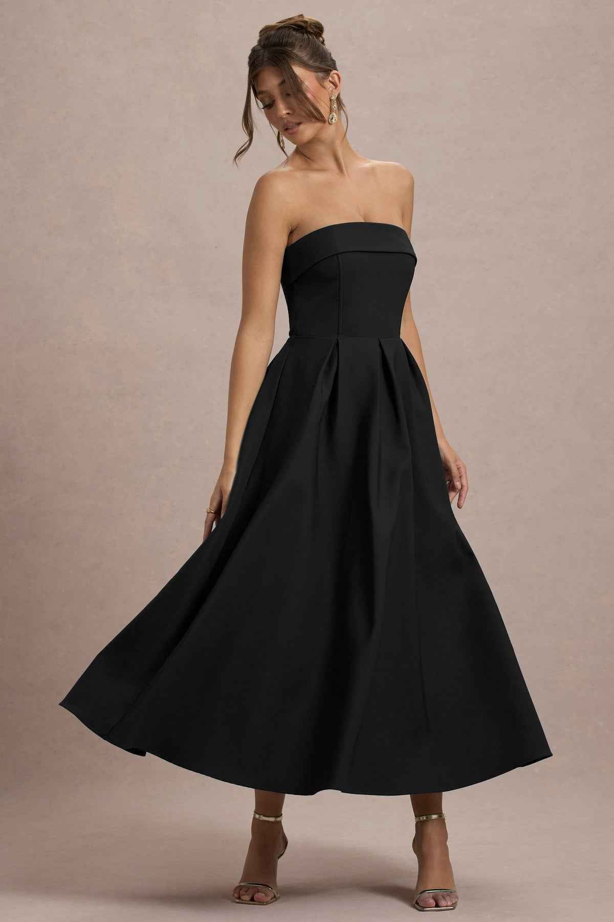 Vestido midi tomara que caia para convidada Aurélie VIEUX OFICIAL
