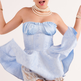 Vestido Mini Tomara que Caia com Saia Godê e Detalhe de Laise – Maï VIEUX OFICIAL