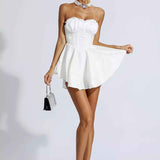 Vestido Mini Tomara que Caia com Saia Godê e Detalhe de Laise – Poison - VIEUX OFICIAL