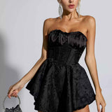 Vestido Mini Tomara que Caia com Saia Godê e Detalhe de Laise – Poison - VIEUX OFICIAL