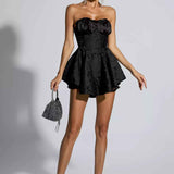 Vestido Mini Tomara que Caia com Saia Godê e Detalhe de Laise – Poison - VIEUX OFICIAL