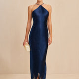 Vestido Perrot longo azul em franjas VIEUX OFICIAL