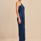 Vestido Perrot longo azul em franjas VIEUX OFICIAL