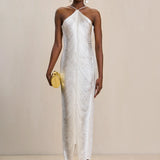 Vestido Perrot longo branco em franjas VIEUX OFICIAL