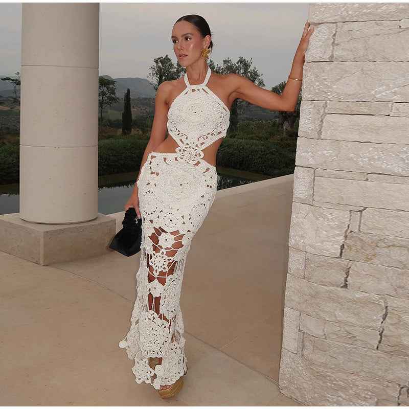 Vestido Longo de Crochê com Recortes – Planchon - VIEUX OFICIAL