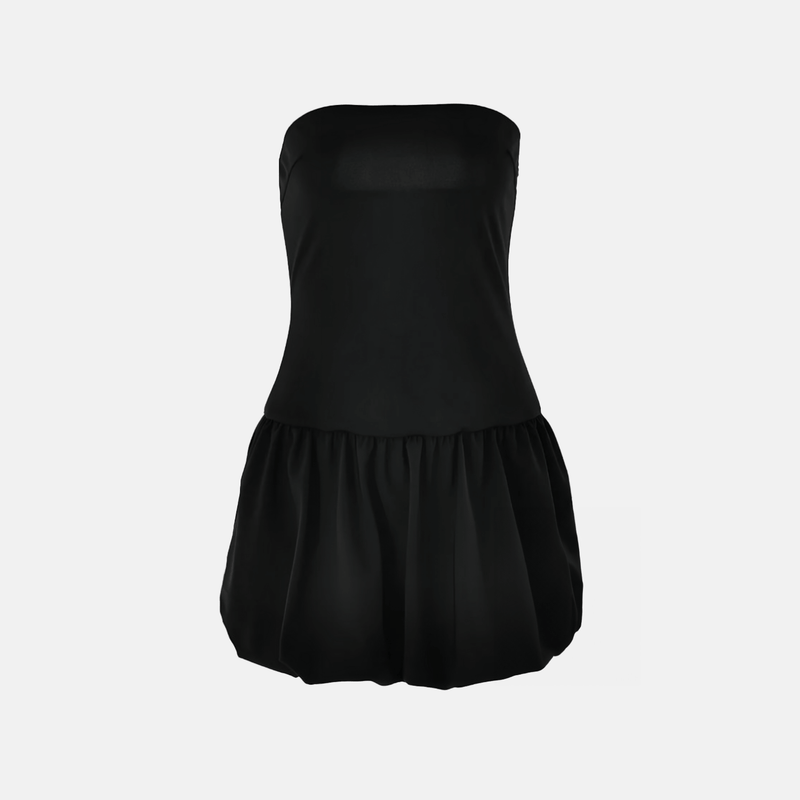 Vestido curto tomara que caia com saia balonê preto Renard VIEUX OFICIAL