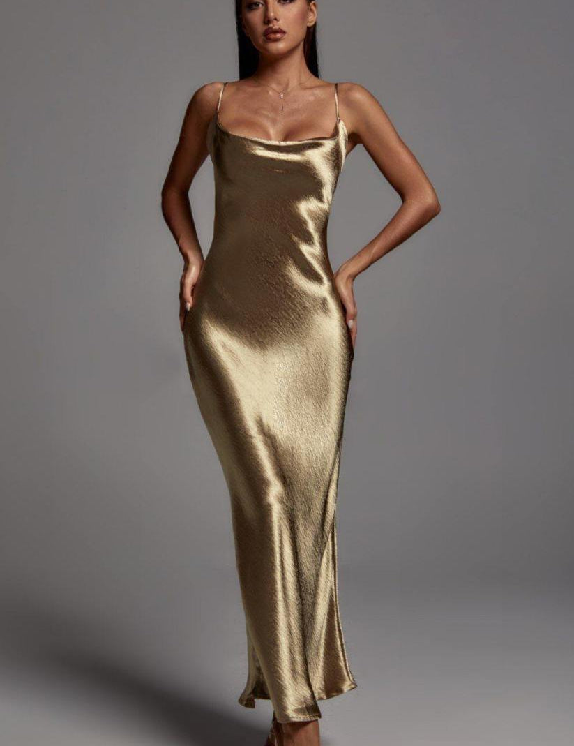 Vestido Stella Longo Dourado VIEUX OFICIAL