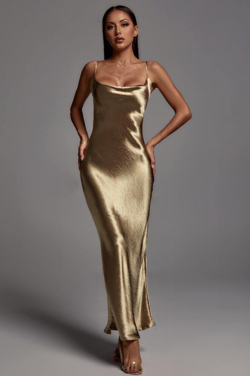 Vestido Stella Longo Dourado VIEUX OFICIAL