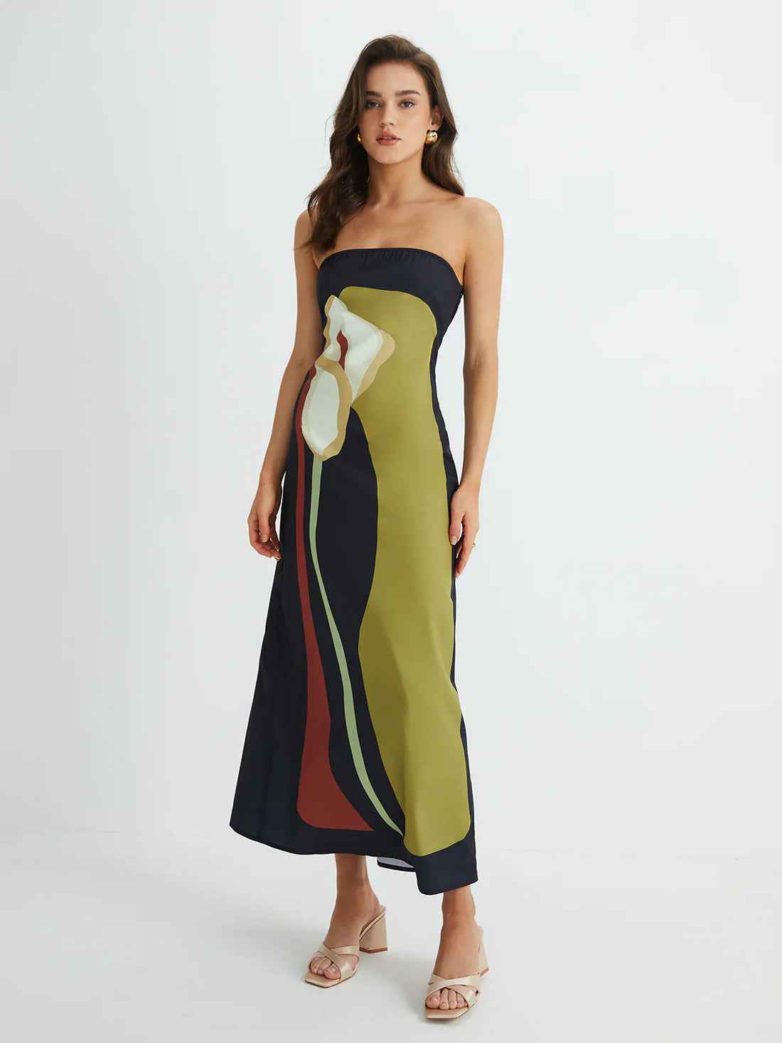 Vestido Longo Tomara que Caia de Festa com Estampa Abstrata – Suelma - VIEUX OFICIAL