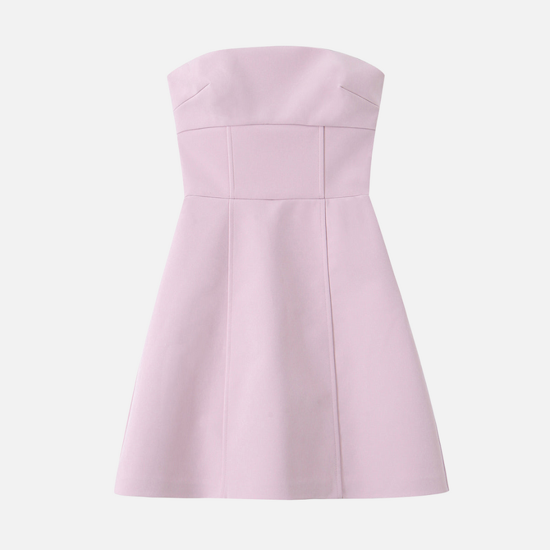 Vestido tubinho curto tomara que caia estruturado para festa rosa Clerc VIEUX OFICIAL