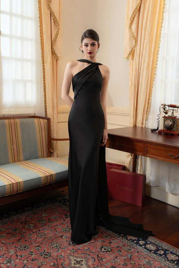 Vestido de Festa Longo Assimétrico Um Ombro Só com Capa – Atena VIEUX OFICIAL