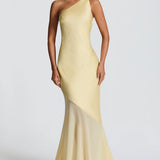 Vestido de Festa Longo Assimétrico de Um Ombro Só com Saia de Chiffon – Dualité VIEUX OFICIAL