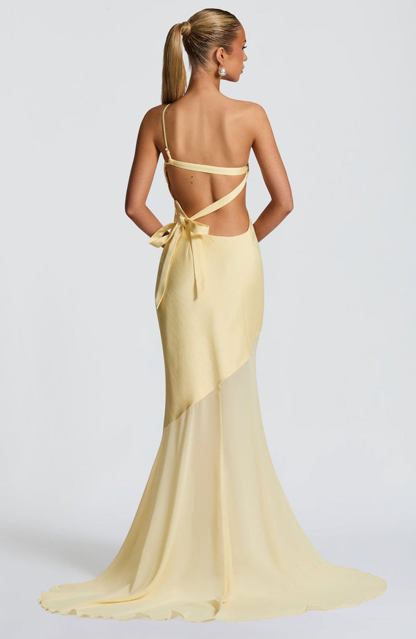 Vestido de Festa Longo Assimétrico de Um Ombro Só com Saia de Chiffon – Dualité VIEUX OFICIAL